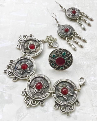 Set boho zamac argintat