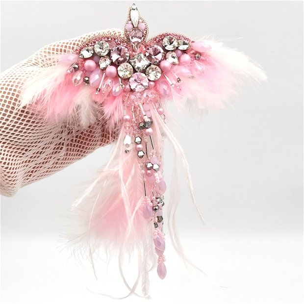 Broșă - Pink Glam Bird