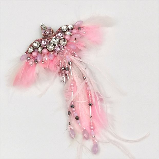Broșă - Pink Glam Bird