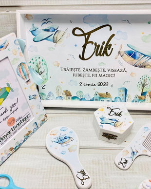 Set aniversar personalizat 1 anisor - Dream World - Tavita mot si accesorii