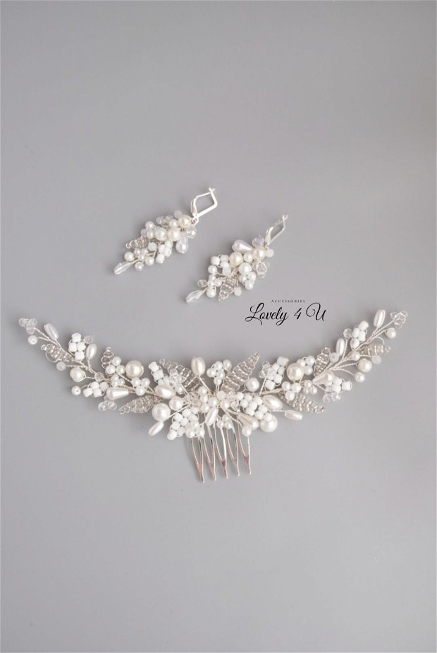 KENNEDY - Cercei  cu perle albe și ivory