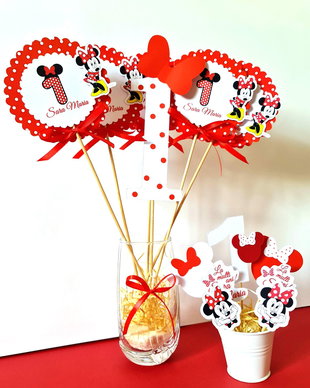 Decor petreceri copii botez Minnie roșu