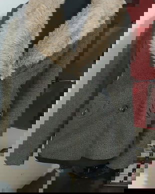 Sacou din stofa cu guler mare