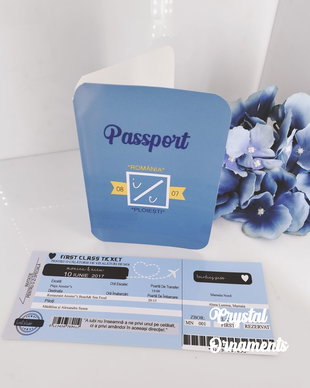 Invitatie nunta pasaport si bilet de avion