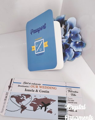 Invitatie nunta papsaport si bilet de avion
