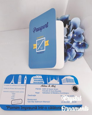 Invitatie nunta pasaport si bilet de avion