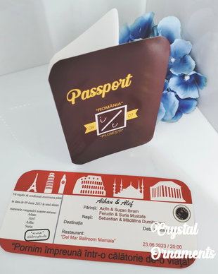 Invitatie nunta pasaport si bilet de avion