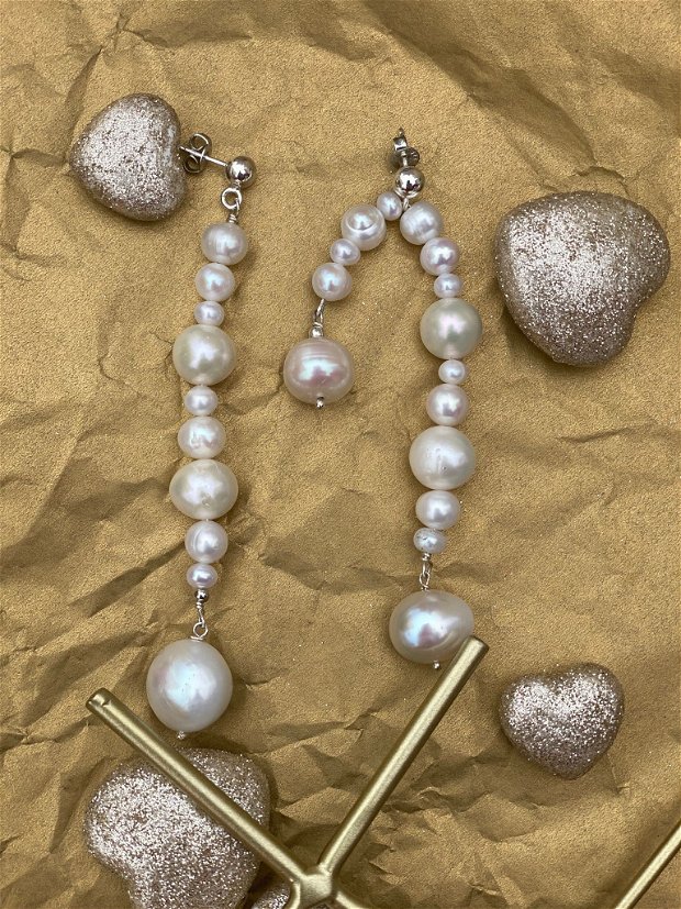 Cercei de argint cu perle