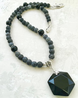 Colier agate negre Frost & onix negru