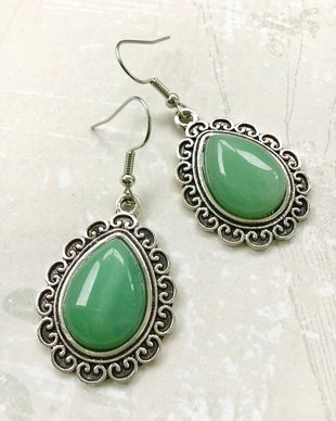 Cercei Boho Aventurin verde