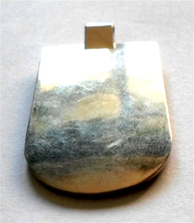 Baza metalica breloc dreptunghi cu baza rotunda argintiu