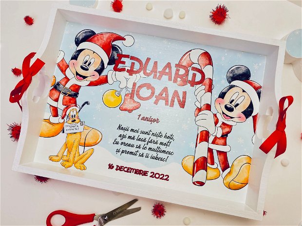 Set aniversar personalizat 1 anisor - Craciunul lui Mickey Mouse