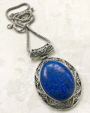 Pandantiv lapis lazuli & aliaj argintiu antichizat