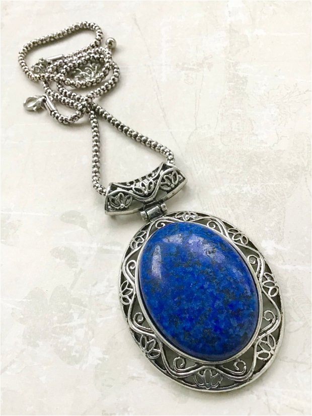 Pandantiv lapis lazuli & aliaj argintiu antichizat