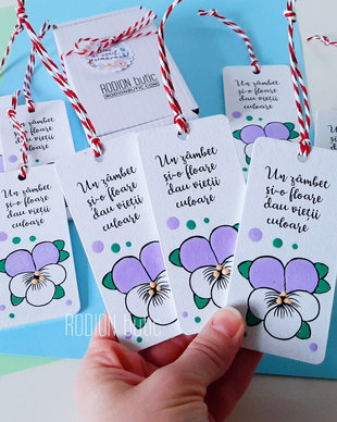 Minisemn de carte panseluta pictat personalizat cu mesaj