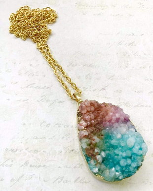 Pandantiv agata druzy & alama aurita