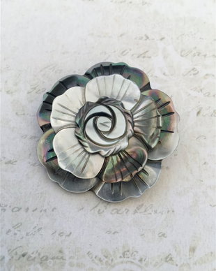 Brosa & pandantiv floare scoica paua shell