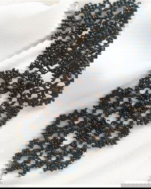 Bratara dantela neagra cu margelute negre, bratara dantela frivolite, cadou Craciun, bijuterii unicat