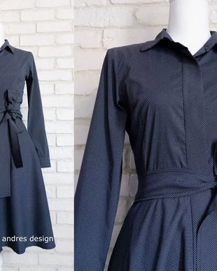 Rochie Camasa Neagra cu Buline Mici