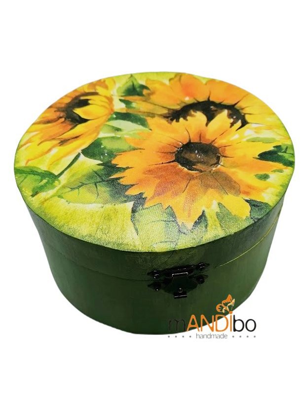 Cutie din lemn rotundă - Floarea soarelui