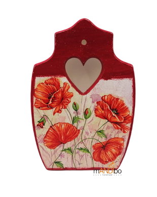 Tablou tocător decorativ cu inimă pentru bucătărie  Maci