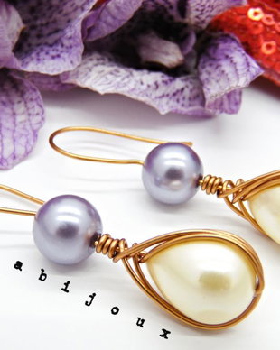 Cercei handmade unicat - perle de Mallorca (cod744)