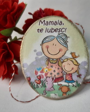 Martisor cu magnet pentru bunica/ mamaia