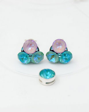 Set Swarovski Trio Chaton / Lantisor fir transparent / Argint 925
