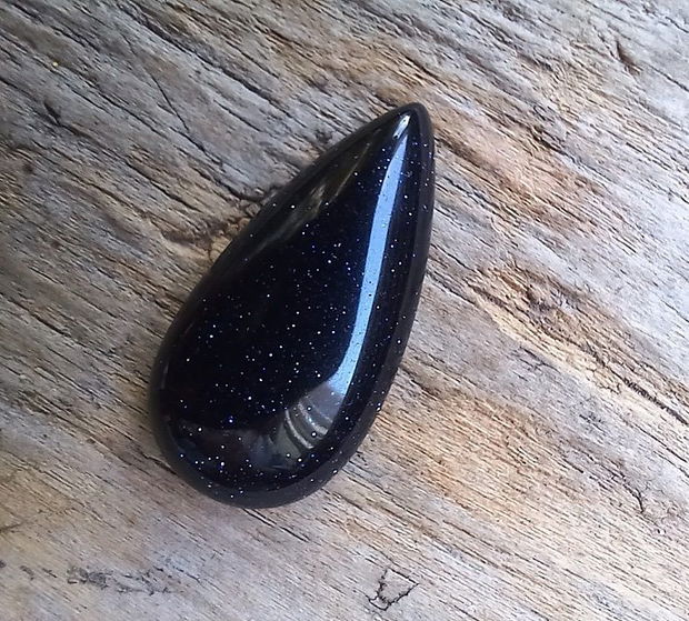 Cabochon blue goldstone, 30x15 mm