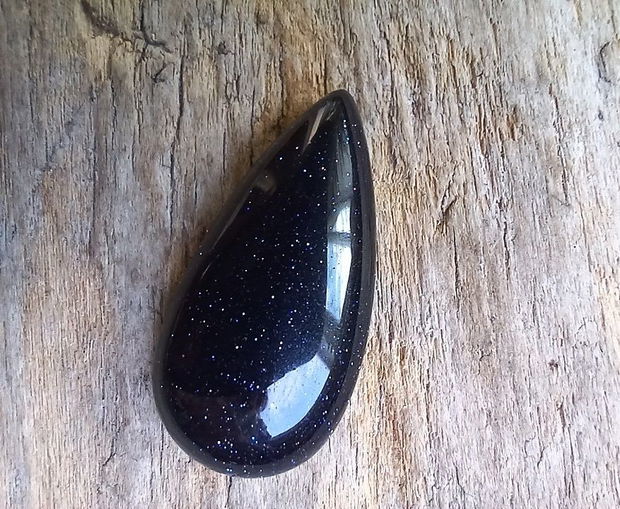 Cabochon blue goldstone, 30x15 mm