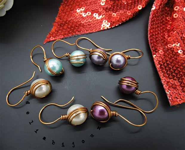 Cercei handmade unicat - perle de sticla (cod746)