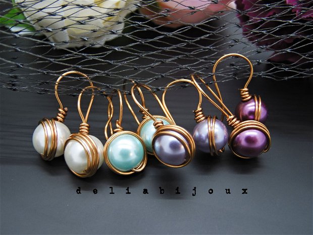 Cercei handmade unicat - perle de sticla (cod746)