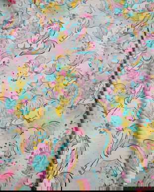 !imediat!Jerse buclat (french terry) - de la 50x90cm - elastic, Unicorni, cod C2