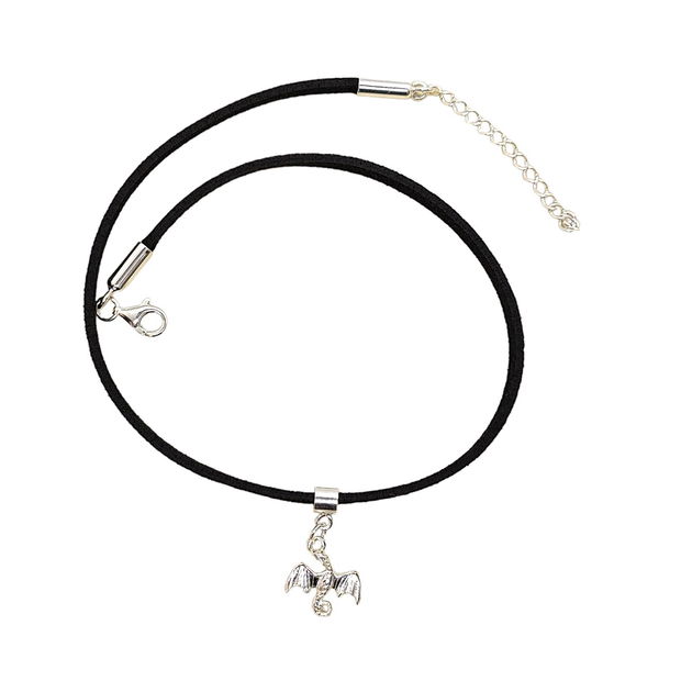 Choker argint cu piele si pandantiv dragon