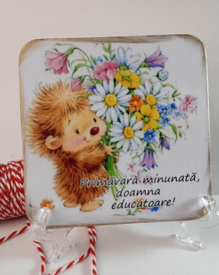 Felicitare cu arici pentru doamna educatoare - martisor