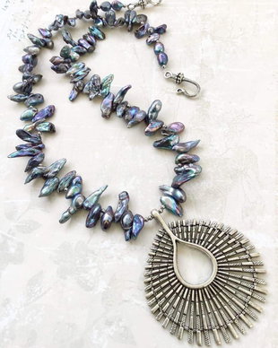 Colier Boho perle Biwa
