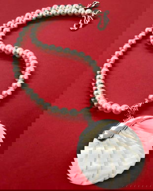 Colier perle de Mallorca & paua shell