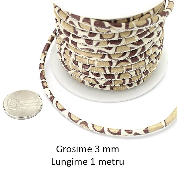 Snur piele ecologica, design leopard, grosime 3 mm, 1 metru, PU-05