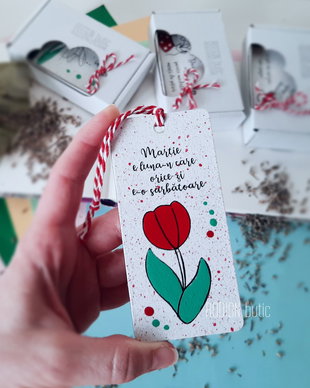 Minisemn de carte lalea pictat personalizat cu mesaj