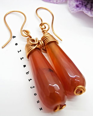 Cercei handmade unicat - agate si cupru (cod748)