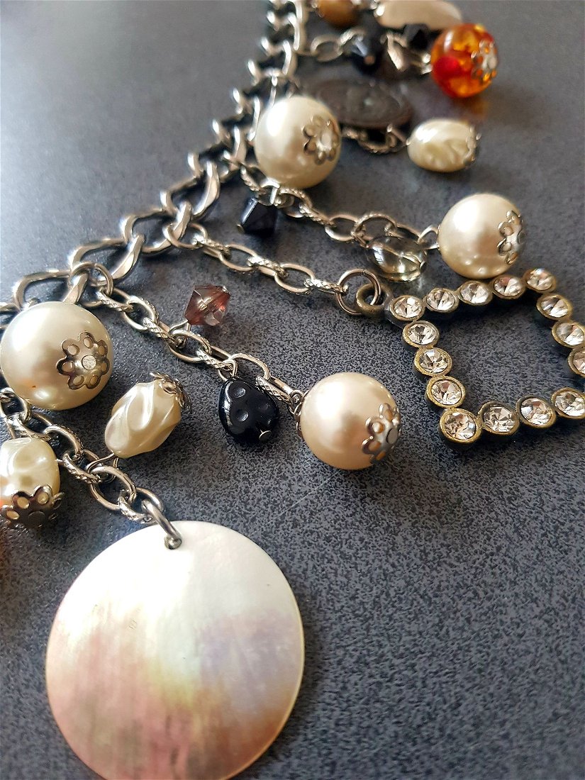 Cordon metalic cu perle