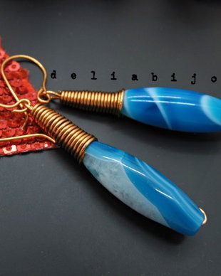 Cercei handmade unicat - agate si cupru (cod750)