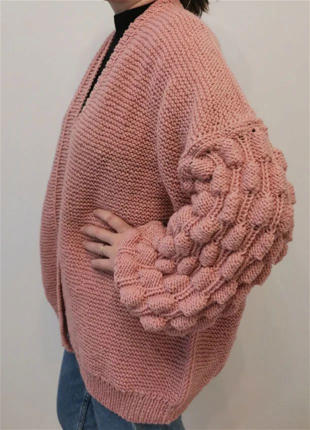Cardigan roz pudra