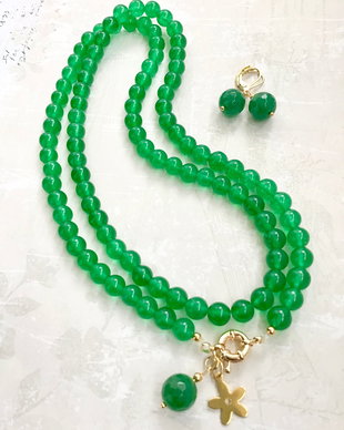 Colier dublu Jad verde