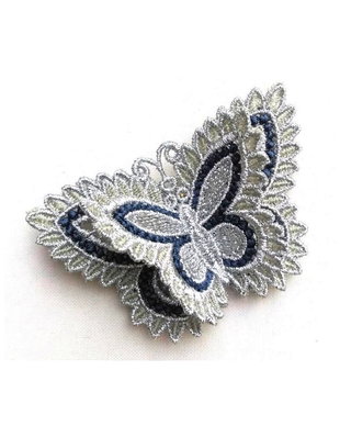 Brosa fluture dublu argintiu
