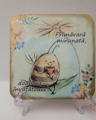 felicitare din lemn pentru doamna invatatoare