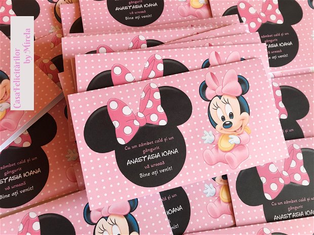 Rozete decorative tematica Minnie mouse roz
