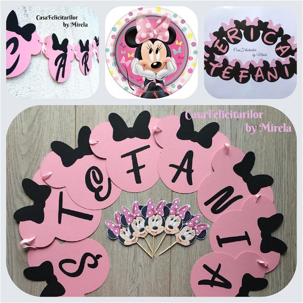 Rozete decorative tematica Minnie mouse roz