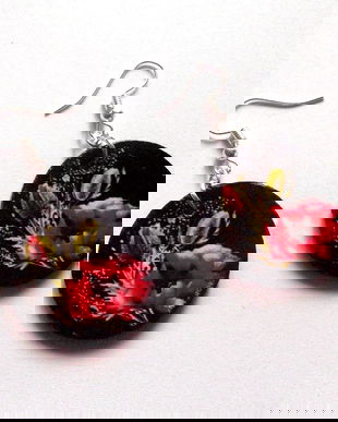 cercei lemn cu maci 42300