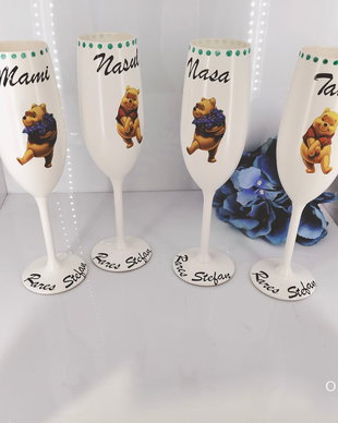 Pahare decorate botez winnie